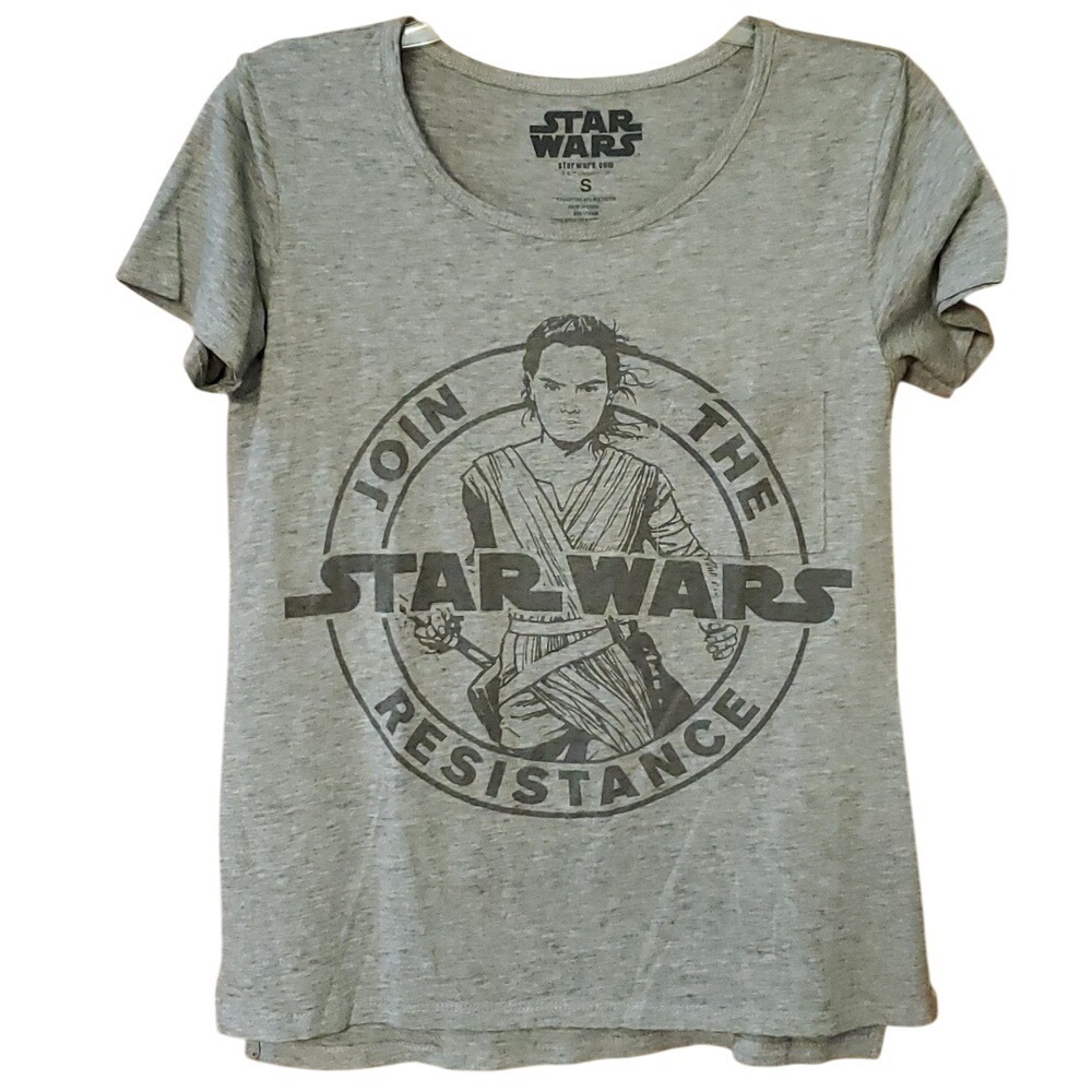 Star Wars Juniors Heathered Grey Resistance Short Sleeve Shirt Size Small‎